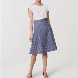 Loft grey blue eyelet fully lined skirt